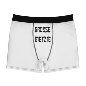 Funny Men's Boxer Briefs Jewish Yiddish Groyse Metzie White